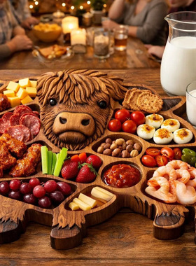 亚马逊新Highland Cow Wooden Charcuterie Board高地牛熟食托盘