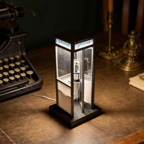 跨境创意Retro Vintage Tall Phonebooth Lamp电话亭台灯装饰夜灯