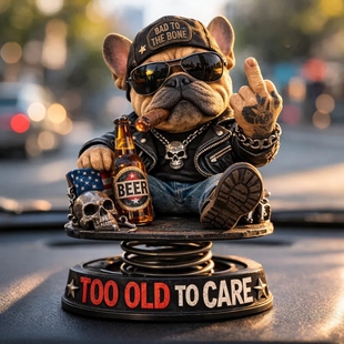 跨境新品Too Old To Care Dashboard Bobblehead仪表盘摇头斗牛犬