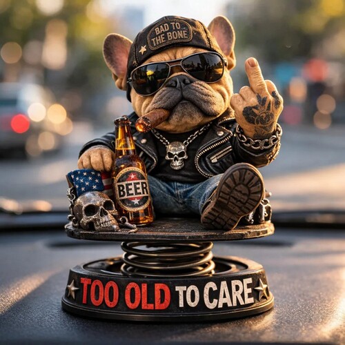 跨境新品Too Old To Care Dashboard Bobblehead仪表盘摇头斗牛犬