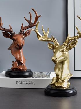 北欧仿真鹿头鹿角摆件动物头雕像