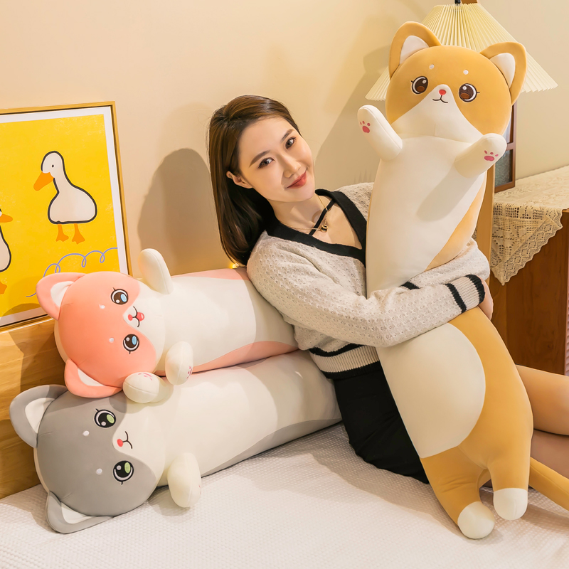 猫咪毛绒玩具夹腿哈士奇抱枕女