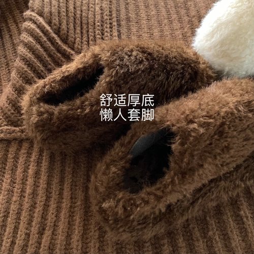 韩国ins冬季厚底毛毛包头拖鞋女