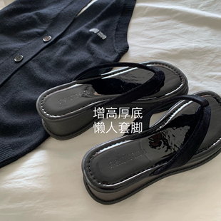 夏 贵气 丝绒 老钱风 INS温柔厚底显腿长人字拖女沙滩度假凉拖鞋