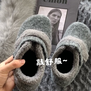帕米尔灰~高配仿羊绒澳毛勃肯毛毛鞋女INS雪地靴保暖加厚绒棉鞋冬
