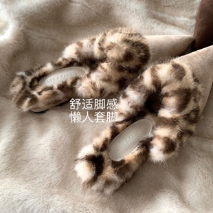 「沪上千金」显瘦显腿长轻奢年轻款 冬中古vtg环保紫貂尖头 毛毛鞋