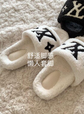 自留推荐款！INS网红厚底毛毛拖鞋女冬外穿2025休闲高及感一字拖