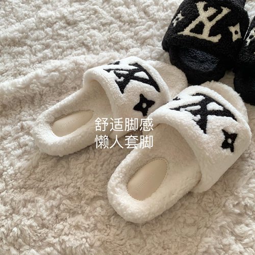 韩版ins毛毛字母毛毛拖鞋
