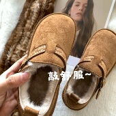 糯叽叽暖fufu～秋冬保暖加绒毛毛鞋 INS一脚蹬雪地靴勃肯二棉鞋 女