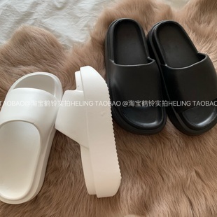 增高凉拖鞋 厚底 INS网红爆款 轻便 女外穿沙滩一字拖夏 温柔至白