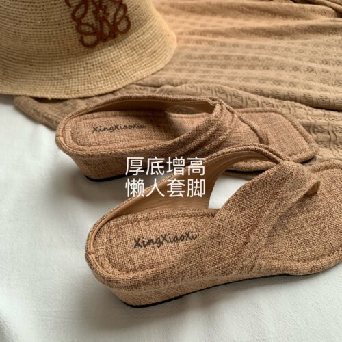 韩国ins夏坡跟人字拖女外穿