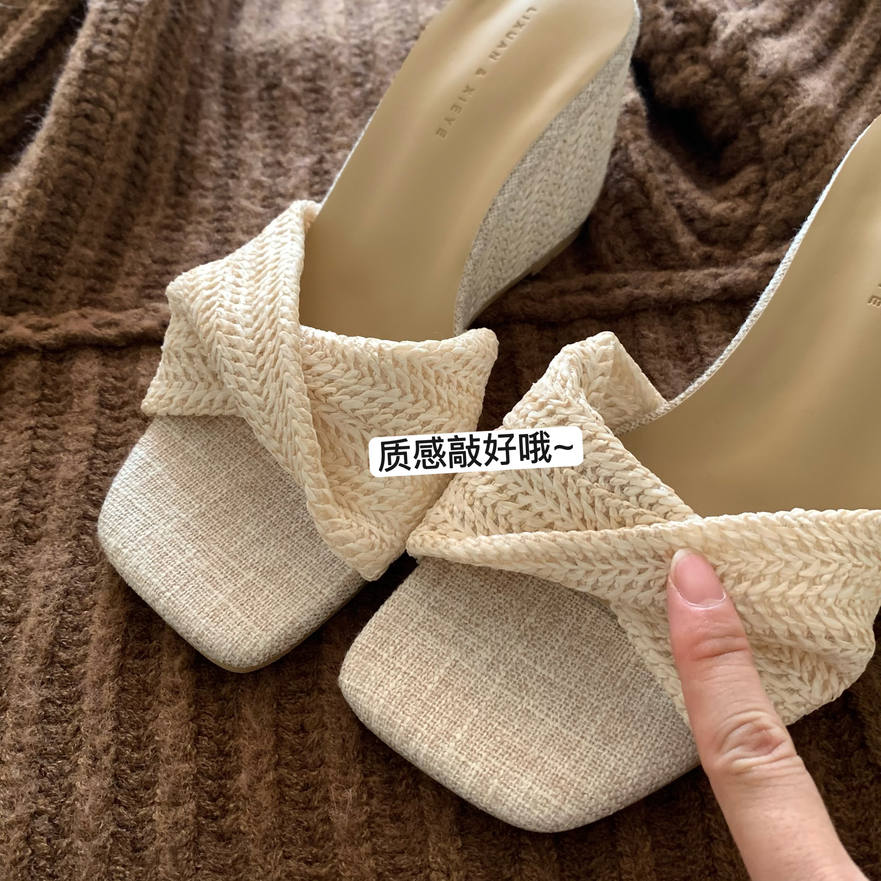 韩版ins休闲百搭坡跟厚底拖鞋女