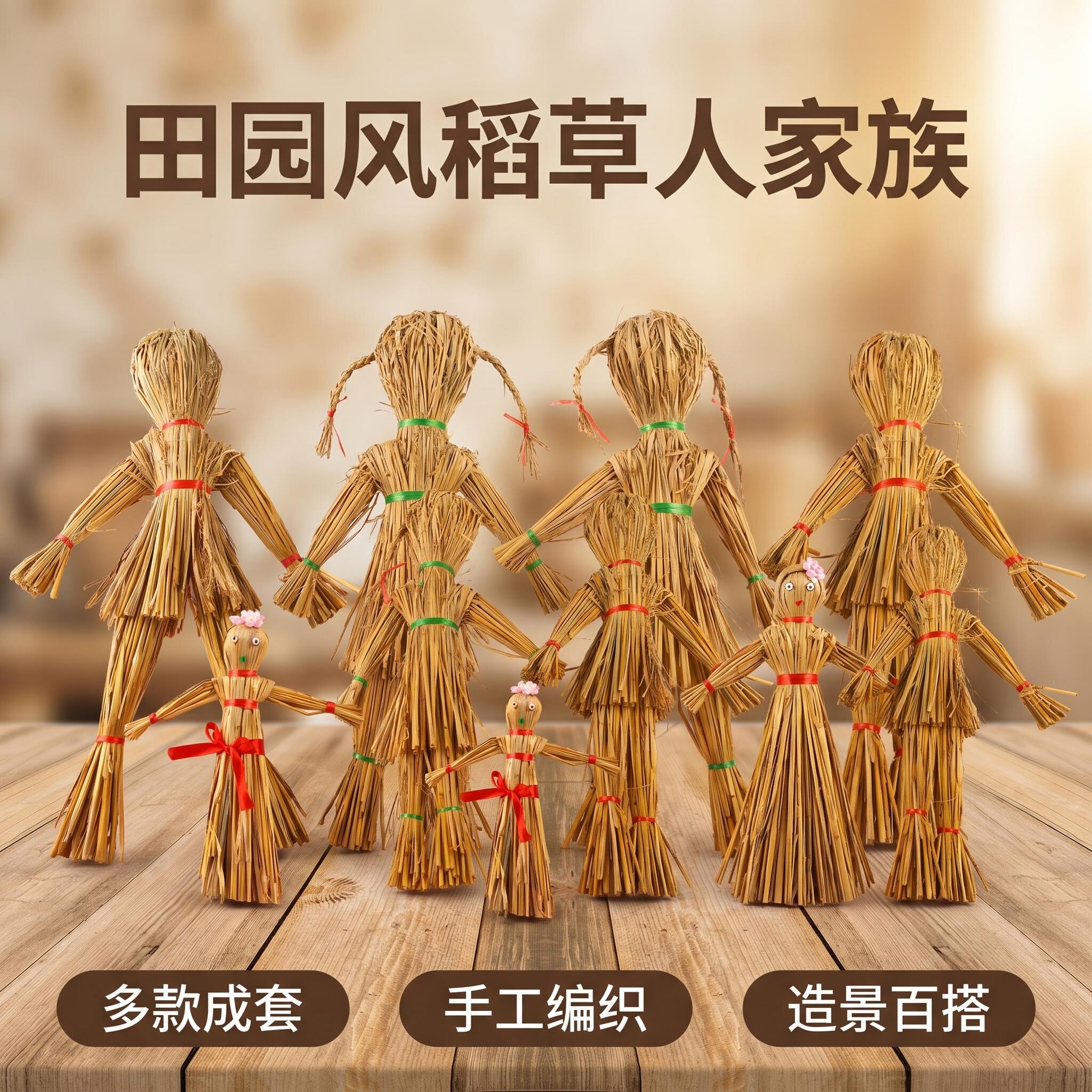 稻草人摆件橱窗陈列微景观造景