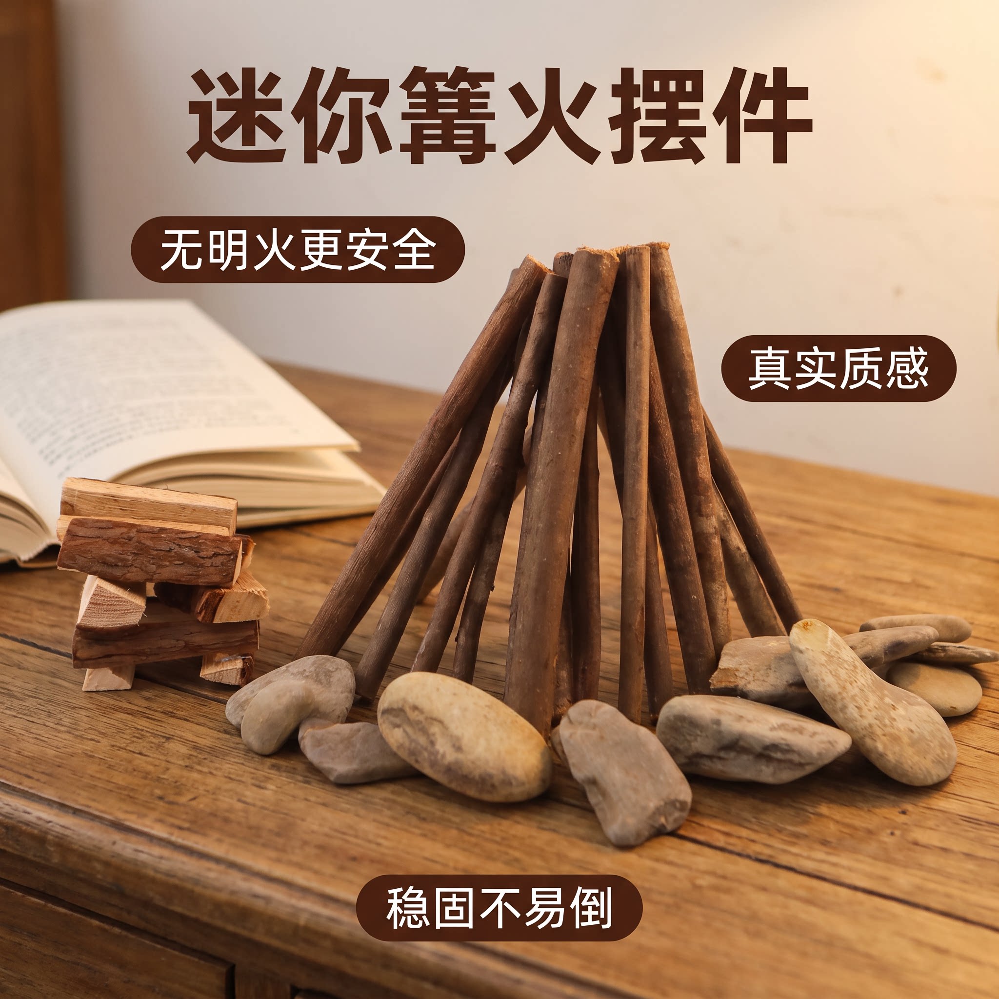 迷你篝火造型摆件玄关场景布置