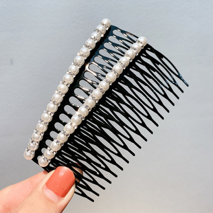 甜美珍珠水钻发梳插梳发卡韩国简约百搭刘海梳边卡顶夹盘发头饰女