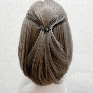 韩国气质水钻小号发夹女高级感后脑勺青蛙扣夹刘海夹子复古侧边夹