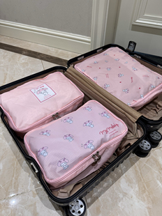 日系新款可爱卡通美乐蒂印花行李箱收纳袋旅行收纳包三件套