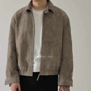 HolyMen/进口混种羊皮羊绒内里Row风真皮翻领皮衣夹克外套男