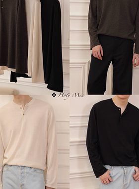 HolyMen｜15.5微米纱线160‘s超细美丽诺精纺羊毛亨利领长袖