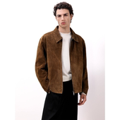 HolyMen 英国CFS藏地牦牛双面皮棕色翻领真皮复古夹克