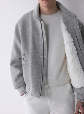 HolyMen ｜法国进口3A级“雷克斯短绒獭兔毛”翻领皮毛一体夹克