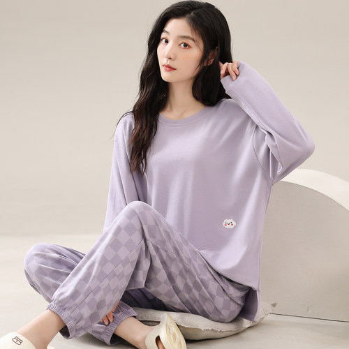 睡衣女春秋款长袖纯棉可爱甜美