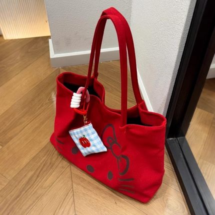 大容量新款帆布包HelloKitty托特可爱学生斜挎ins单肩手提通勤包