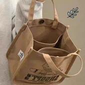 帆布包卡通字母手提包便当包妈咪包遛娃袋手提母婴包学生通勤包女