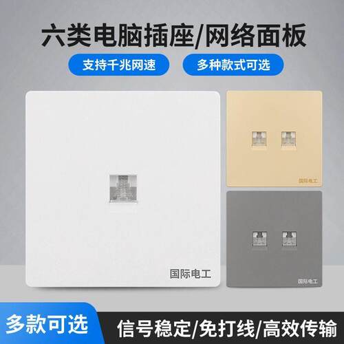 国际电工86型暗装双千兆电脑插座
