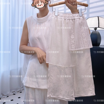 【现货当日发】夏季透气女童韩系小众设计百搭休闲裙子裤九分裤