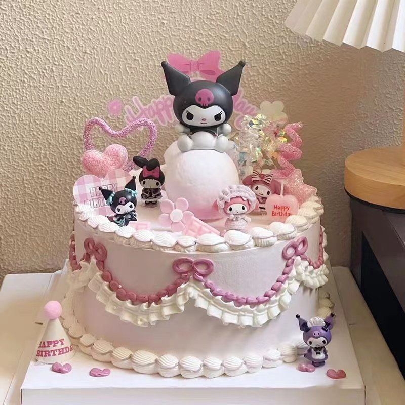 烘焙蛋糕装饰库洛米美乐蒂发光灯球摆件生日快乐插牌雨丝插件装扮
