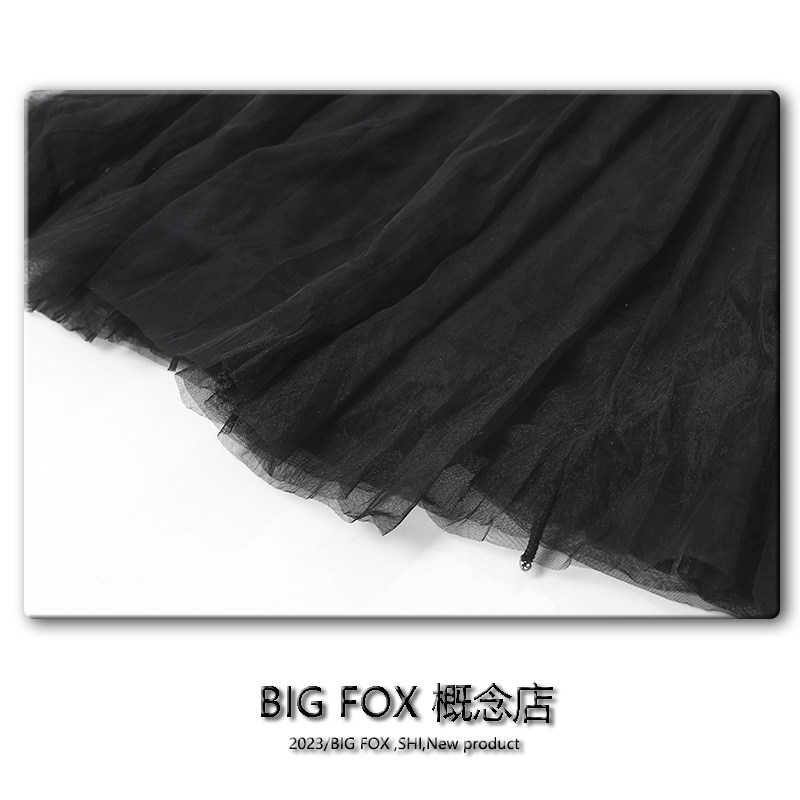 BIG FOX 블랙 스커트 섹시 서스펜더 드레스 순수한 욕망 프랑스 기질 롱 스커트 2023 봄 여름 스커트