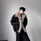 夹克棉服 加绒短款 黑沧社 高级感大毛领cleanfit座山雕外套男冬季