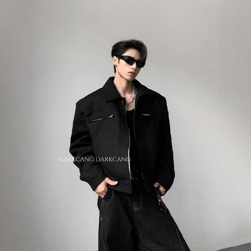 黑沧社/轻奢60%羊毛cleanfit垫肩夹克棉服男冬季夹棉加厚短款外套,男装,夹克,淘宝优惠券,粉丝福利购,淘宝优惠卷