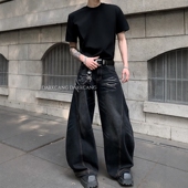 黑沧社 高级感 男设计感cleanfit牛仔裤 美式 高街慵懒松弛感弯刀裤