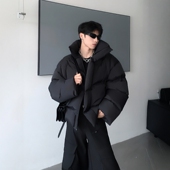 外套立领vibe加厚棉袄 小众设计感黑色保暖棉服男冬季 黑沧社 美式