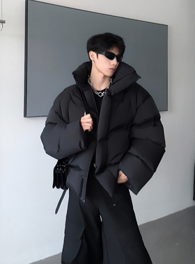 黑沧社/美式小众设计感黑色保暖棉服男冬季外套立领vibe加厚棉袄