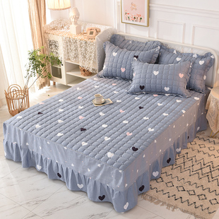 单件纯棉夹棉床裙式 加棉定制 防滑床罩全棉床套加厚床垫保护套冬季
