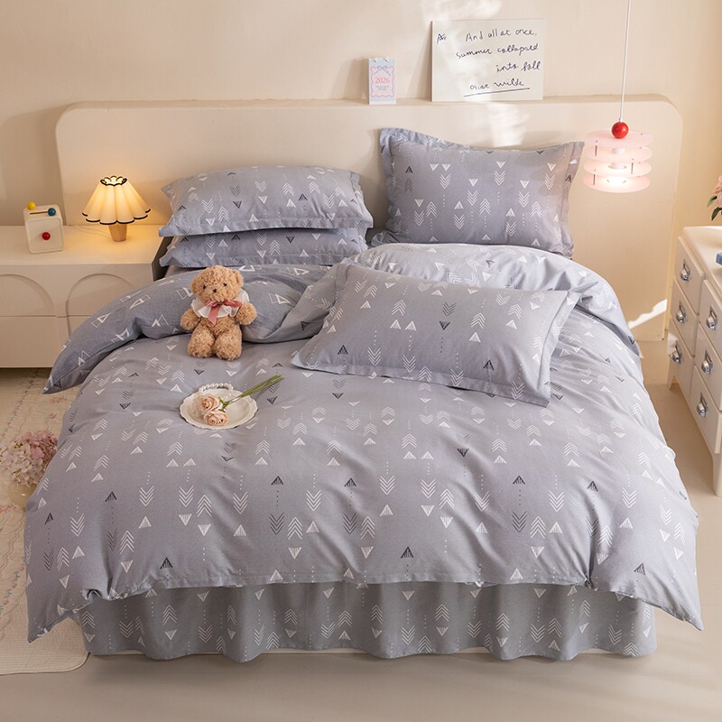 韩版纯棉床裙式床罩四件套全棉卡通床套被套床上用品1.5m1.8米2米