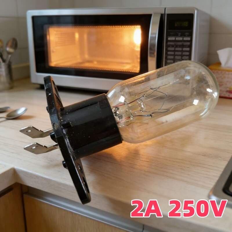适用美的微波炉灯泡2A250V25W一体连座弯脚照明灯通用光波炉配件图片