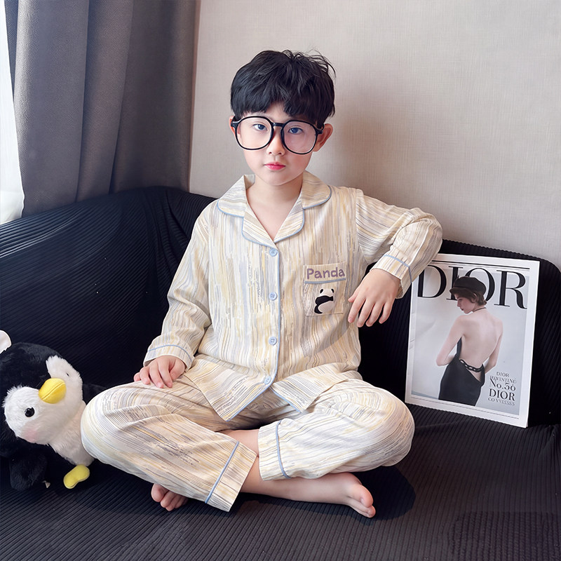 男孩云朵棉春秋季潮新款青少年初中长袖男童动漫图案冬天儿童睡衣