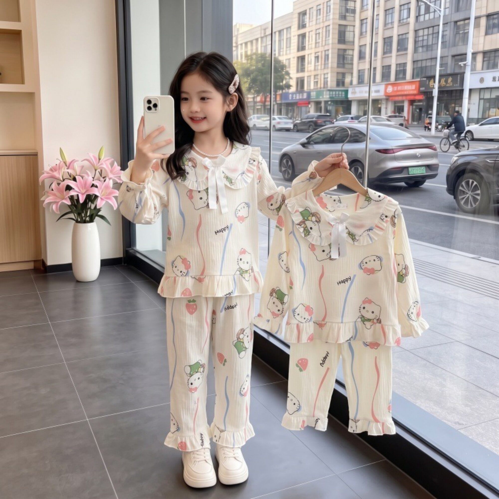 八岁儿童睡衣女孩春秋季冬天云朵棉长袖十三周岁空调服女宝宝加码