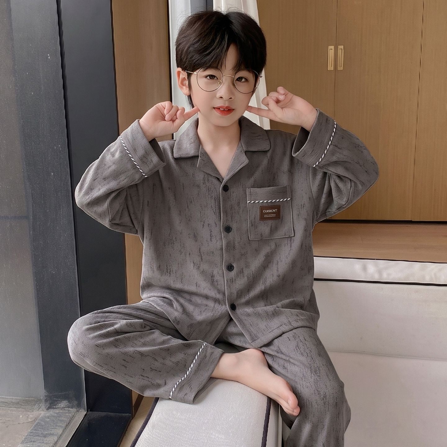 男孩云感棉春秋季韩版四年级男童冬天空调服十三周岁八岁儿童睡衣