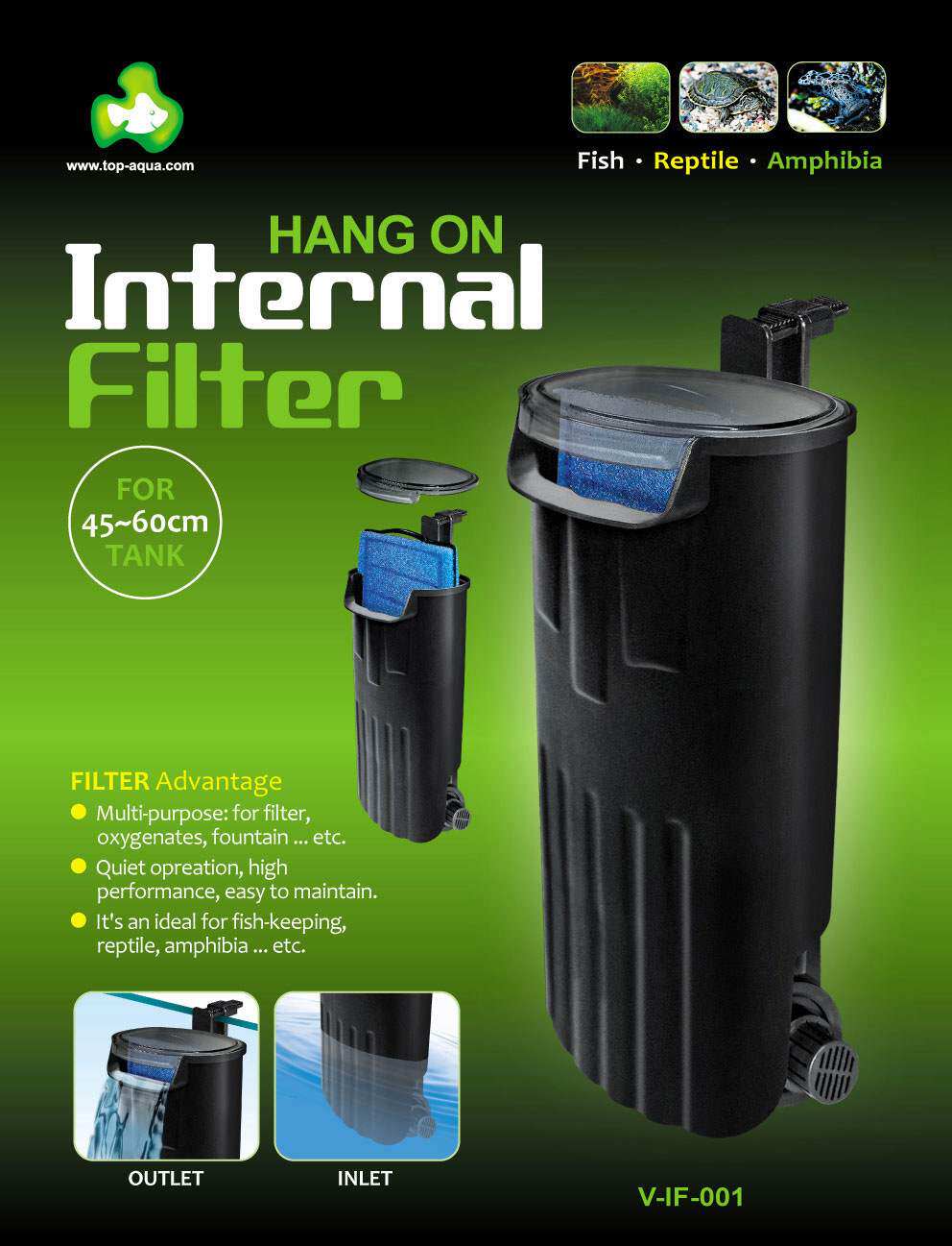 达普低水位过滤器浅水乌龟缸过滤内置过滤器圆型抽水循环静音泵