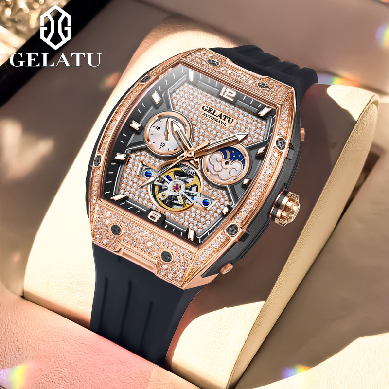 GELATU/格拉图正品牌女士手表镂空镶钻 全自动机械表名式腕表十大