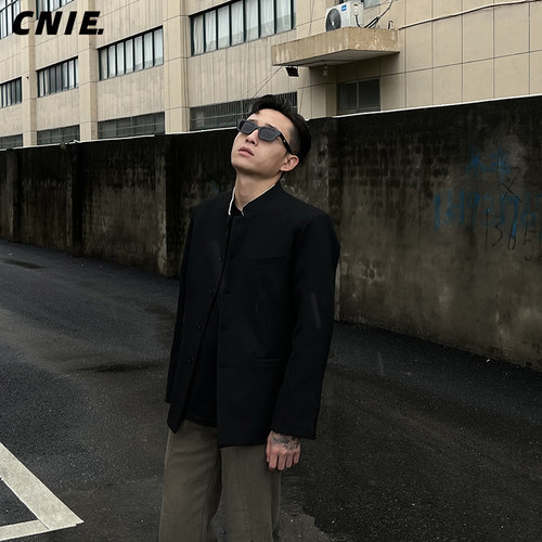 CNIE凡越【新中式外套】春秋休闲夹克立领小西服改良中山装男