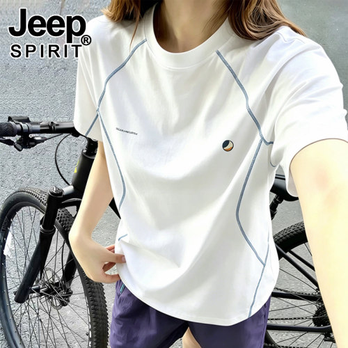 JEEP冰丝短袖t恤女夏季2026新款跑步服健身运动半袖宽松速干上衣