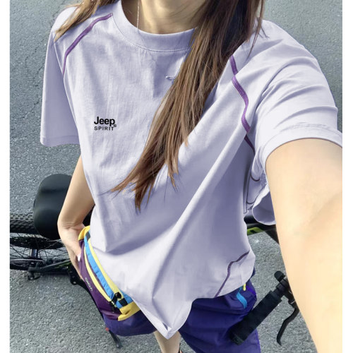 JEEP冰丝短袖t恤女夏季2026新款跑步服健身运动半袖宽松速干上衣