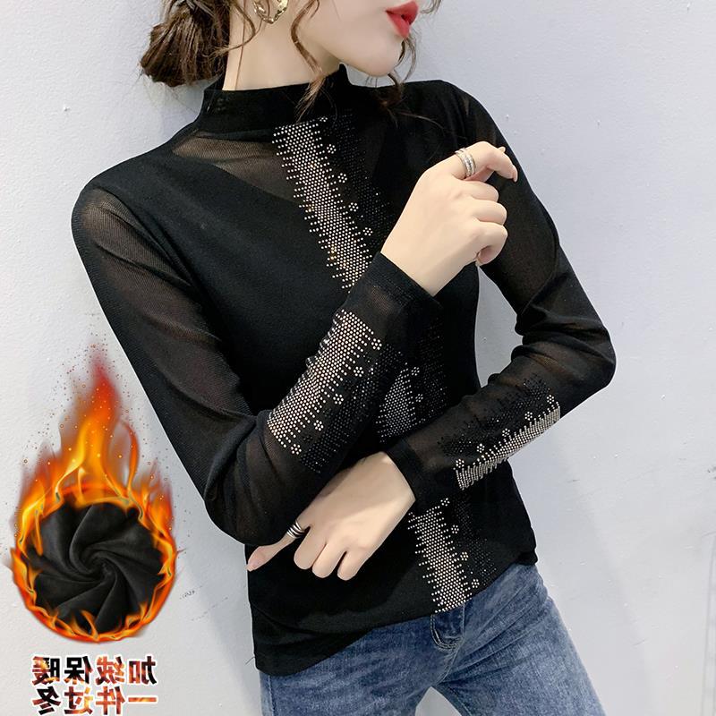 长袖休闲风网纱新款欧货加绒