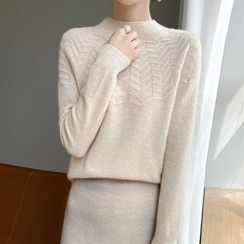 毛衣女半高领安迪绒针织衫上衣长